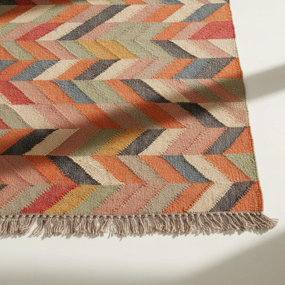 Multicolor Handmade Jute Vintage Dhurrie For Home